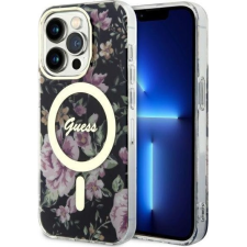Guess GUHMP14LHCFWSK iPhone 14 Pro 6.1" Fekete Keménytok Flower Magsafe Virág (GUE2478) tok és táska