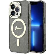 Guess GUHMP14LHCMCGK iPhone 14 Pro 6.1" fekete keménytok csillogó arany MagSafe tok és táska