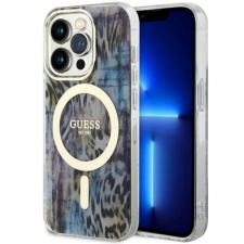 Guess GUHMP14LHLEOPWWB iPhone 14 Pro 6.1" kék keménytok leopárdmintás MagSafe tok és táska