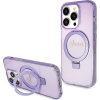 Guess GUHMP14LHRSGSU iPhone 14 Pro 6.1" Lila Kemény Tok Ring Stand Script Glitter Magsafe (GUE003426)