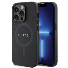 Guess GUHMP14LPSAHMCK iPhone 14 Pro 6.1" fekete keménytok Saffiano MagSafe Saffiano tok és táska
