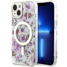 Guess GUHMP14SHCFWST iPhone 14 / 15 / 13 6.1" átlátszó keménytok Virág MagSafe tok és táska