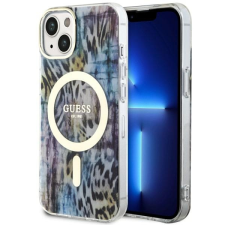Guess GUHMP14SHLEOPWWB iPhone 14 6.1&quot; kék keménytok Leopard MagSafe tok és táska