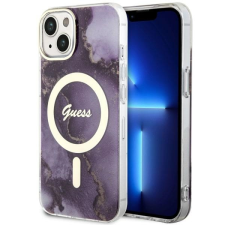 Guess GUHMP14SHTMRSU iPhone 14 6.1" lila keménytok Golden Marble MagSafe tok és táska