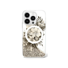 Guess GUHMP16LLFMWTE Liquid Glitter Flower MagSafe keménytok iPhone 16 Pro - bézs tok és táska