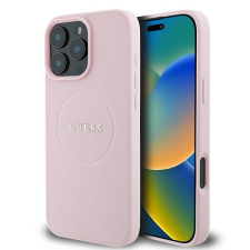 Guess GUHMP16LPGHSMMP Grained Ring MagSafe keménytok iPhone 16 Pro - rózsaszín tok és táska