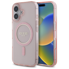 Guess GUHMP16SHFGEREP IML Glitter Circle MagSafe-kompatibilis keménytok iPhone 16 - rózsaszín tok és táska