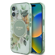 Guess GUHMP16SHFWBDCEN IML Flower & Tonal Circle MagSafe keménytok iPhone 16 - zöld tok és táska