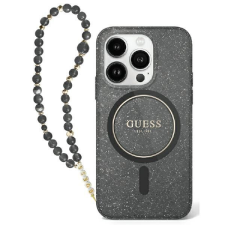 Guess GUHMP16SHGCRELSK IML Glitter With Pearl Strap MagSafe keménytok iPhone 16 - fekete tok és táska