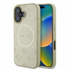Guess GUHMP16SPSAPSMED MagSafe Safiano Peony Classic Logo keménytok iPhone 16 - arany színű tok és táska
