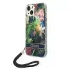 Guess GUOHCP14MHFLSB iPhone 14 Plus 6,7" kék virágos keménytok szíjjal