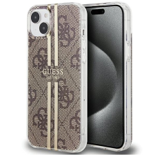 Guess IML 4G arany csíkos tok iPhone 15 Plus / 14 Plus - barna tok és táska