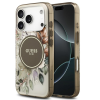 Guess IML Flower & Tonal Circle Apple iPhone 17 Pro MagSafe tok, virág minta, barna