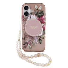  Guess IML Flowers Strap MagSafe tok iPhone 17 készülékhez rózsaszín tok és táska