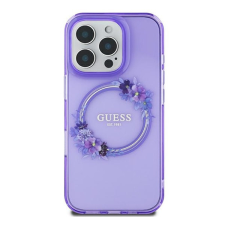Guess IML Flowers Wreath iPhone 16 MagSafe kemény hátlap tok, lila GUHMP16SHFWFCU tok és táska