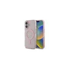 Guess IML Glitter Circle iPhone 16 MagSafe hátlap tok, rózsaszín GUHMP16SHFGEREP tok és táska