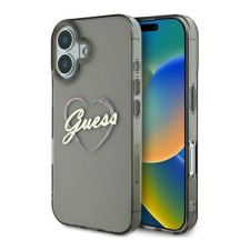 Guess IML Heart iPhone 16 kemény hátlap tok, fekete GUHCP16SHCHGSPK tok és táska