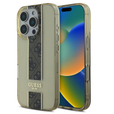 Guess IML Middle 4G Stripe iPhone 16 Pro Max kemény hátlap tok, barna tok és táska