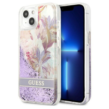 Guess iPhone 13 Mini Guess Liquid Glitter Flower csillámos tok lila tok és táska