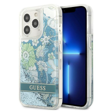 Guess iPhone 13 Pro Guess Liquid Glitter Flower csillámos tok zöld tok és táska