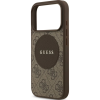 Guess iPhone 17 Pro GUESS 4G CIRCLE CLASSIC LOGO szilikon telefonvédő ütésállóság, MagSafe, SÖTÉTBARNA