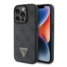 Guess Leather 4G Diamond Triangle Apple iPhone 15 Pro Max hátlap tok, fekete tok és táska