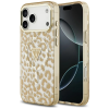 Guess Leopard Glitter Apple iPhone 17 Pro csillámos hátlap tok kameravédő peremmel, MagSafe, barna
