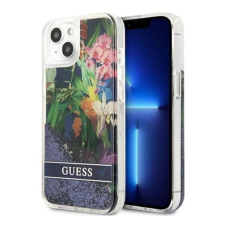 Guess Liquid Glitter Flower Apple iPhone 13 mini hátlap tok, kék tok és táska