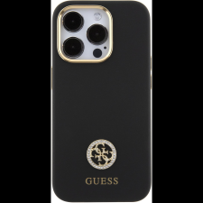 Guess Liquid Silicone 4G Strass Metal Logo iPhone 15 Pro fekete tok (GUHCP15LM4DGPK) tok és táska