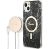 Guess Marble MagSafe Apple iPhone 14 Plus hátlap tok, fekete+ MagSafe töltő (GUE002569)