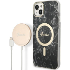 Guess Marble MagSafe Apple iPhone 14 Plus hátlap tok, fekete+ MagSafe töltő (GUE002569) tok és táska