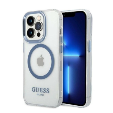 Guess Metal Outline Magsafe Apple iPhone 14 Pro hátlap tok, kék tok és táska