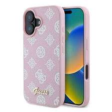 Guess Peony Script Logo iPhone 16 Plus kemény hátlap tok, rózsaszín GUHMP16MPGPYSP tok és táska