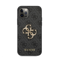 Guess PU 4G Metal Logo Apple iPhone 12/12 Pro hátlap tok, szürke tok és táska