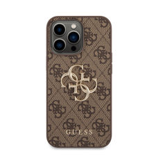Guess PU 4G Metal Logo Apple iPhone 14 Pro hátlap tok, barna tok és táska