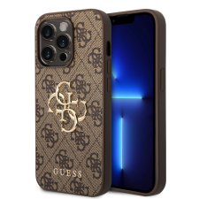 Guess PU 4G Metal Logo Apple iPhone 15 Pro Max hátlap tok, barna tok és táska