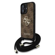 Guess PU 4G Metal Logo Crossbody Strap iPhone 16 hátlap tok, barna tok és táska