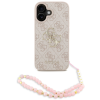 Guess PU 4G Metal Logo Strap Apple iPhone 16 hátlap tok korall színű karpánttal, rózsaszín-arany