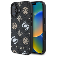 Guess PU 4G Peony Apple iPhone 16 Magsafe kompatibilis hátlap tok, fekete tok és táska