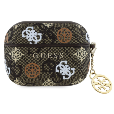 Guess PU 4G Peony Charm Apple AirPods 3 tok, barna fülhallgató, fejhallgató tok