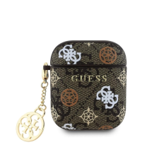 Guess PU 4G Peony Charm tok AirPods 1/2 készülékhez barna fülhallgató, fejhallgató tok