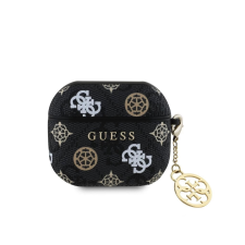 Guess PU 4G Peony Charm tok AirPods 3 készülékhez fekete fülhallgató, fejhallgató tok