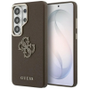 Guess PU 4G Resin Metal Logo Zadní Kryt pro Samsung Galaxy S26 Ultra Brown