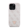 Guess PU 4G Strass Triangle Metal Logo Apple iPhone 16 Pro hátlap tok, rózsaszín