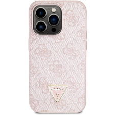 Guess PU 4G Strass Triangle Metal Logo iPhone 15 Pro rózsaszín tok tok és táska
