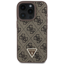 Guess PU 4G Strass Triangle Metal Logo iPhone 16 Brown tok mobiltelefon kellék