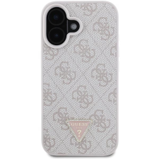 Guess PU 4G Strass Triangle Metal Logo Zadní Kryt pro iPhone 16 Pink mobiltelefon kellék