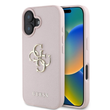 Guess PU barázdált 4G Metal Logo tok iPhone 16 készülékhez rózsaszín (901337) tok és táska