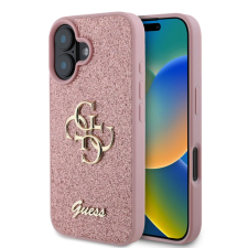 Guess PU Fixed Glitter 4G Metal Logo iPhone 16 Pink tok tok és táska