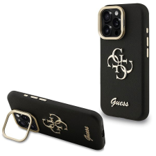 Guess PU Grained 4G Logo Stand Camera Frame iPhone 16 Pro fekete tok tok és táska